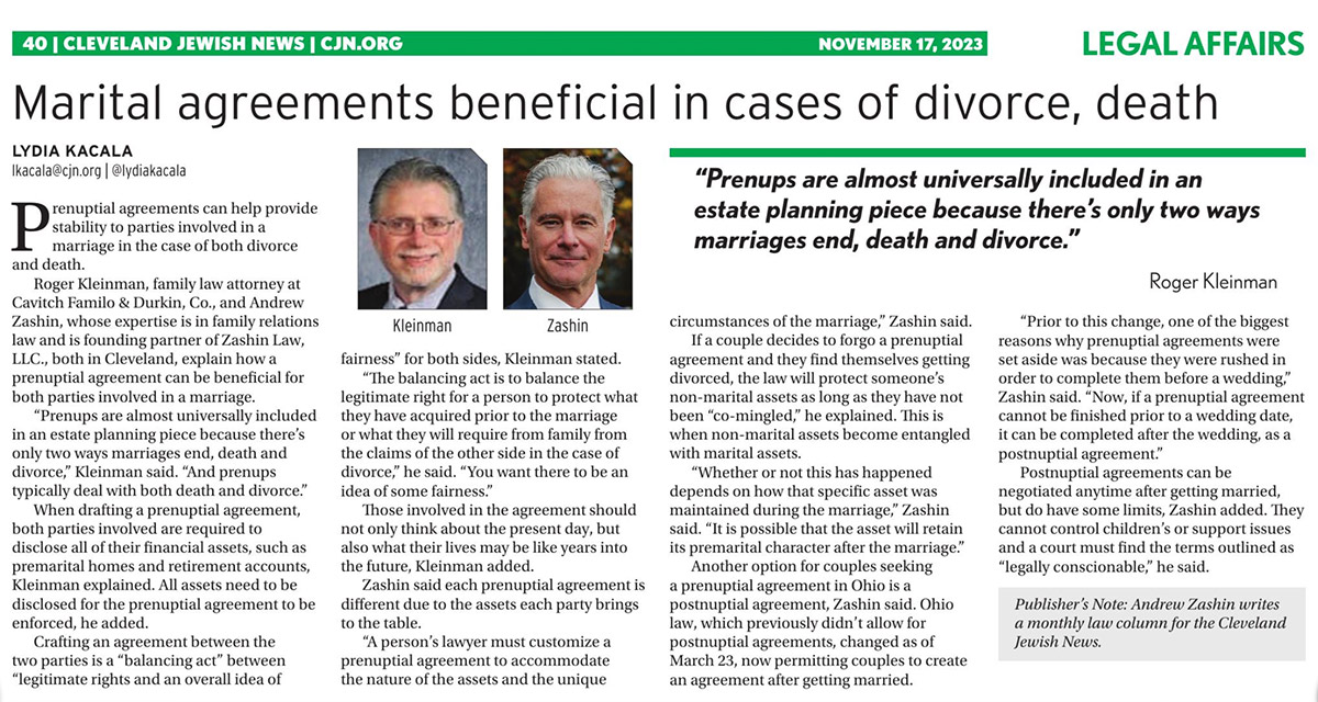 Marital agreements beneficial in cases of divorce, death